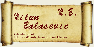 Milun Balašević vizit kartica